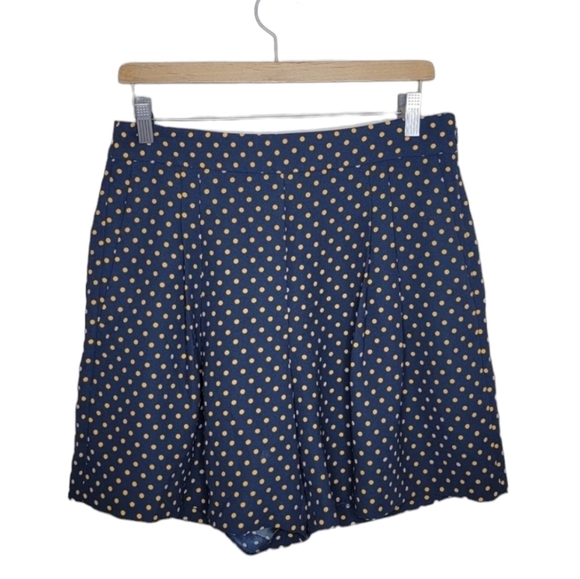 Ann Taylor | Navy & Mustard Yellow Polka Dot Flowy Shorts Size 6 - Picture 1 of 6